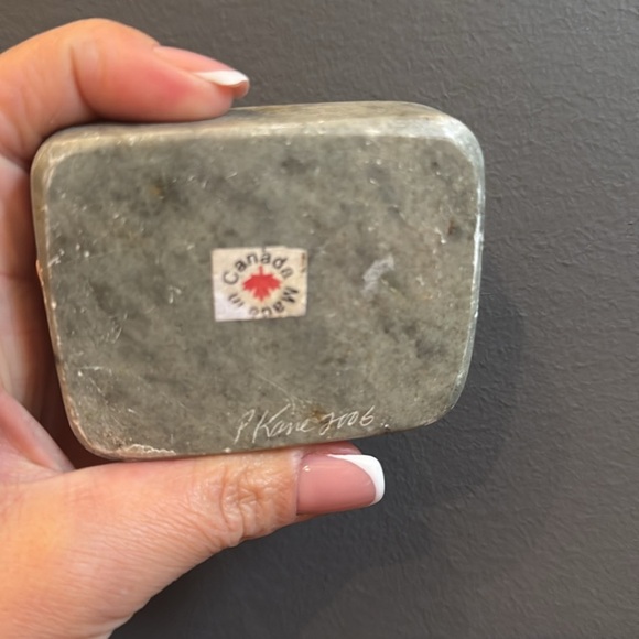 Inuit Soapstone Tea Light Holder/Canadian Handmade/Home Decor/Rustic/Inukshuk - Picture 7 of 9